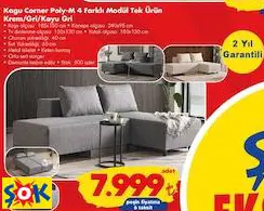 KAGU CORNER POLY-M 4 FARKLI MODÜL TEK ÜRÜN KREM/GRİ/KOYU GRİ